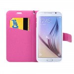 Wholesale Galaxy S6 Edge Crystal Flip Leather Wallet Case with Strap (Rainbow Flower Hot Pink)